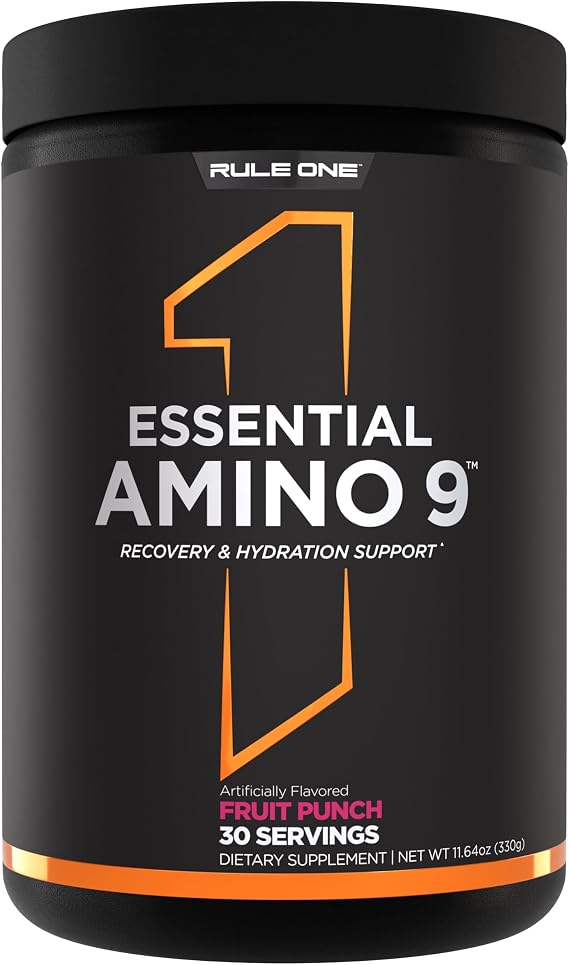 Rule 1 Proteins Essential Amino 9, Fruit Punch, 30 Servings | Recovery & Hydration Support with 7.5g of Essential Amino Acids + Electrolytes