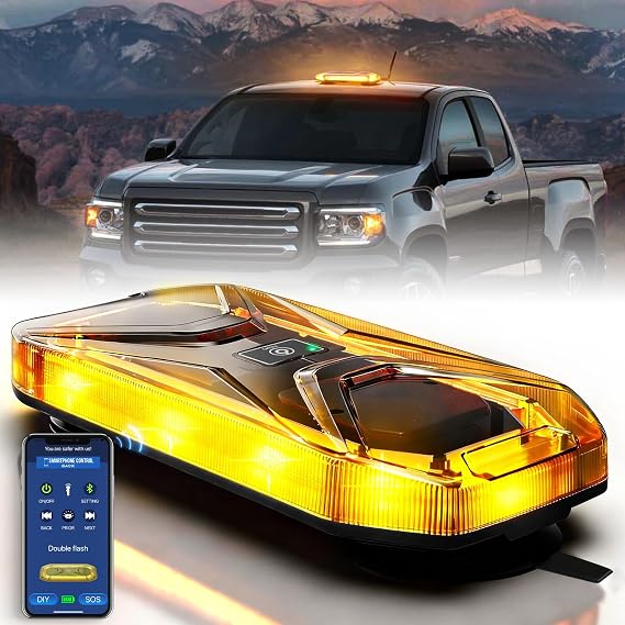 Agrieyes W230B w/APP Control Amber Beacon Light, Base Strobe Light