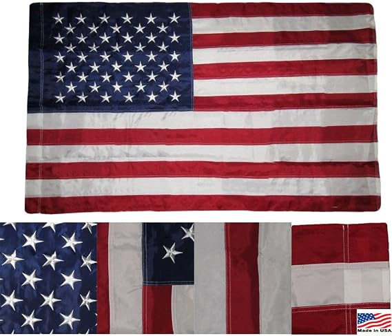 AES 3x5 Embroidered USA American Pole Sleeve Nylon Flag 3'x5' Fade Resistant Double Stitched Premium Quality
