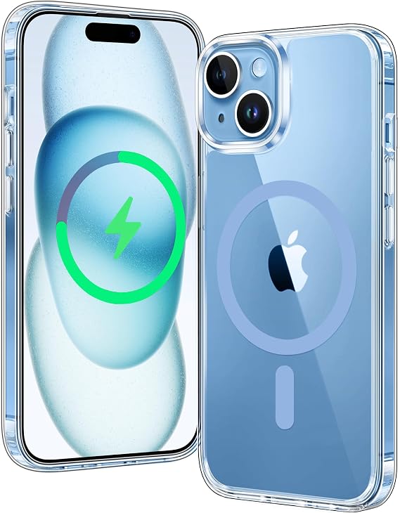 FNTCASE Clear Case for iPhone 15: Hybrid Magnetic with HaloLock Camera Protection Drop Protection Anti Yellowing Scratch-Resistant Military Protection Thin Transparent Mobile Phone Case iPhone 15