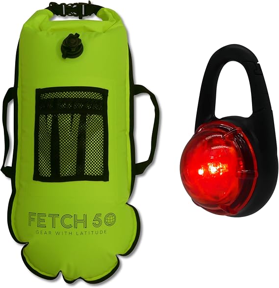 Swimming Tow Float Dry Bag with Red Safety Light Bundle