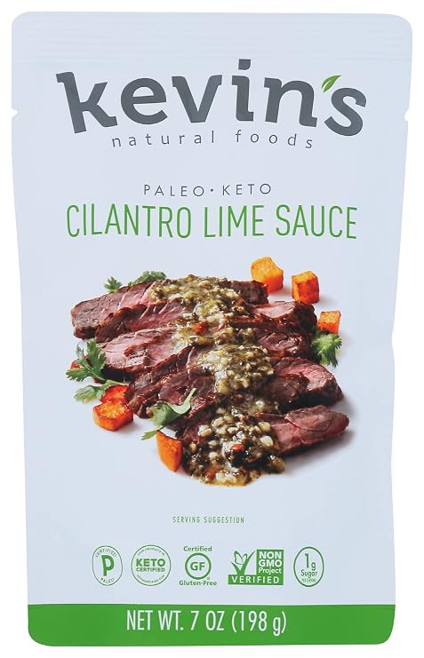 Kevin's Natural Foods Cilantro Lime Simmer Sauce, Keto and Paleo Friendly, Gluten Free, No Preservatives, Non GMO, 7 Ounce (Pack of 12)