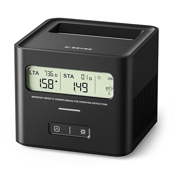 X-Sense Radon Detector for Basement, Zero Lab Fees, XR0A-SR, Black | Up to 90% Accuracy in 7 Days, 999-Day Radon Tracking, One-Touch Reset, Multi-Room Use, 24-Month Battery Life