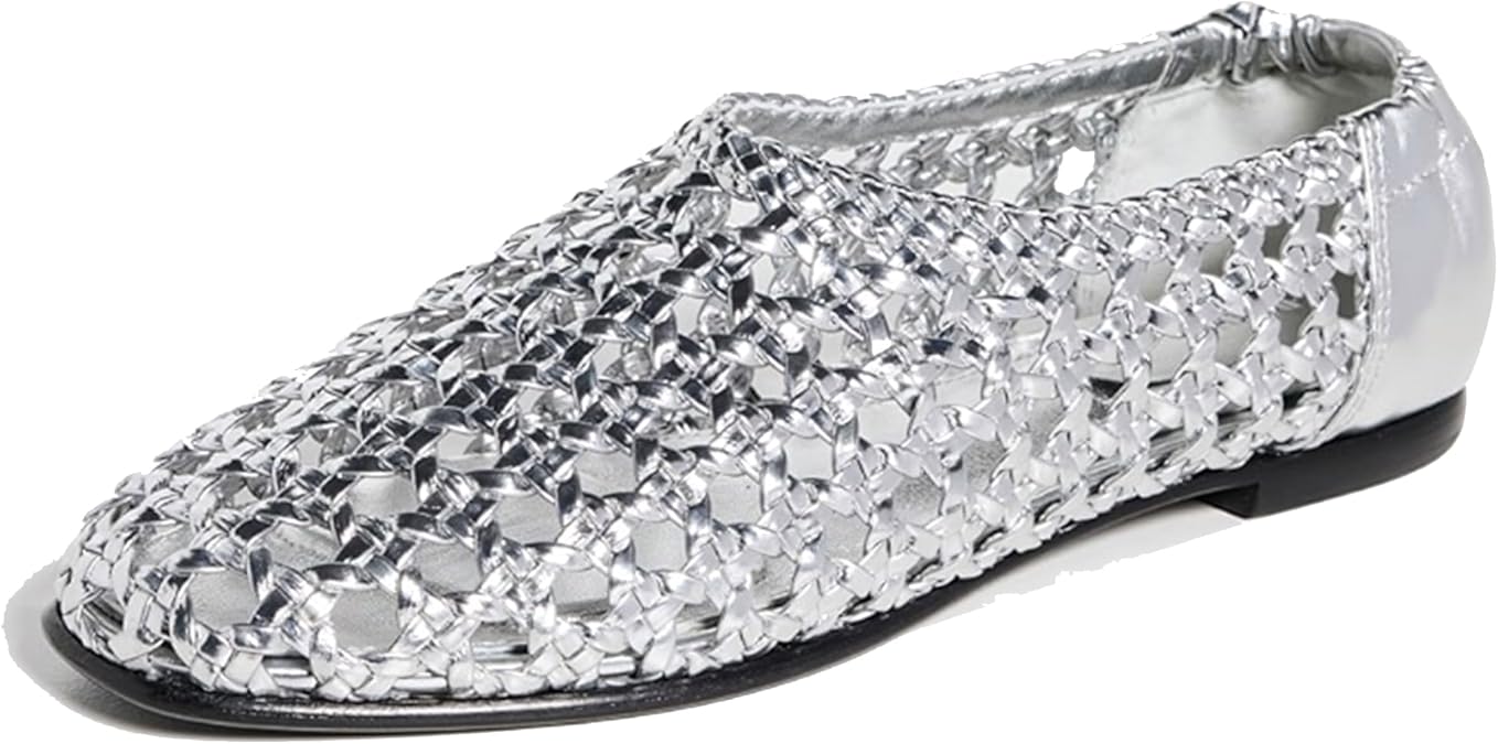 Woven Ballet Flats for Women Fashion Square Toe, Easy Slip-On Comfortable Elegant, Cute Casual Shoes Perfect for Everyday Wear