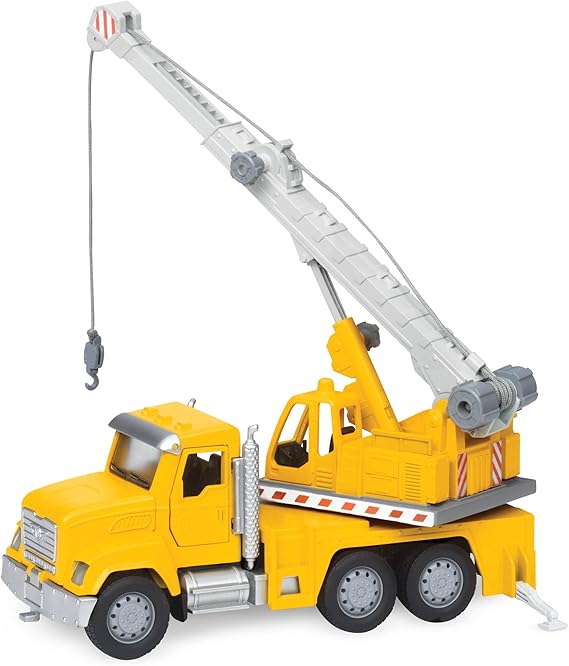 Driven by Battat 7-Inch Crane Truck Toy with Lights & Sounds, Movable Parts, Construction Vehicle for Boys & Girls, Durable Design, Realistic Details, 3+ Years Toy for Kids