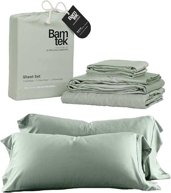 Cooling Sheets Set Bundle with 2 King Pillowcases - Super Soft, Moisture Wicking, Hypoallergenic Bedding - Hot Sleepers Must Have - Organically Grown 100% Viscose Derived from Bamboo