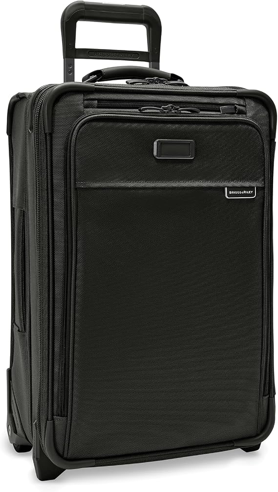 Briggs & Riley Essential 22" 2-Wheel Expandable Carry On - Luggage for Travel, Suitcases with Wheels, Softside Rolling Bag for Men & Women, Self-Repairing Zipper - Baseline Collection, Black