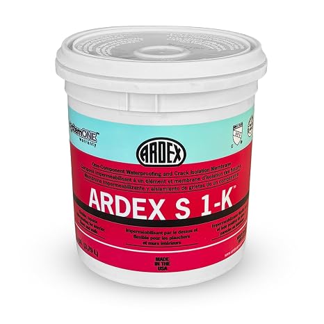 Ardex S 1-K Crack Isolation Liquid Waterproofing Membrane 1 Gal Pail | Single-Component Flexible Premixed Load-Bearing Compound - for Interior Floors & Walls Flooring Underlayment