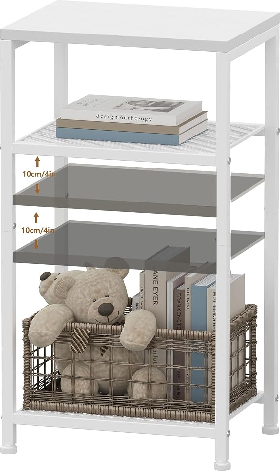 Heybly Small Side Table, 29.1" Tall End Table with Adjustable Shelf, Telephone Table, Nightstand, Accent Table Stand, Small Entryway Table, Bedroom,Living Room, Office,Bathroom, White, HET003WT1