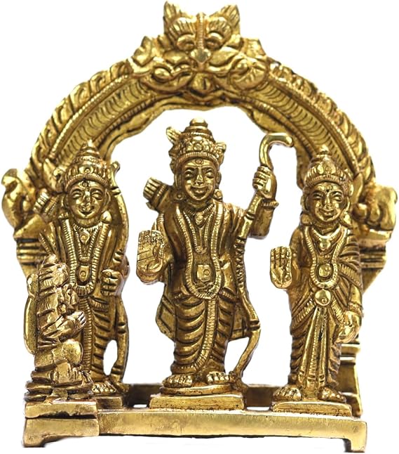 ASHIRWAD Brass Ram Darbar Murti Lord Ram Sita Lakshman Hanuman ji Idol Statue (RamDarbar-02)