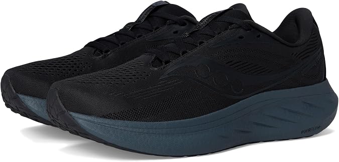 Saucony Men's Ride 18 Sneaker, Black/Shadow, 7