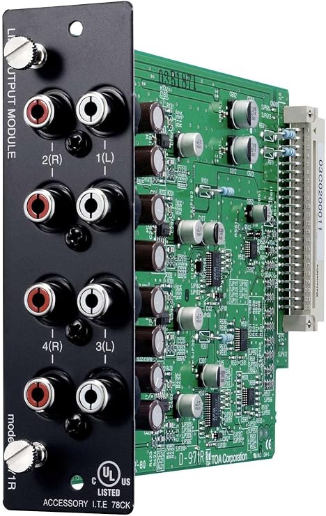 TOA Electronics D-971R Line Output Module, Designed For Use with the D-901 Digital Mixer, Four Audio Outputs and 2 RCA-Jacks Per Signal Output, 24 bit D/A Converter, 0.05% or Less Distortion