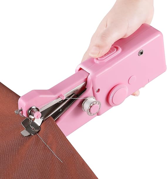Handheld Sewing Machine for Beginners Portable Electric Pink Hand Held Sewing Machines Kit for Adults Kids Girls 8-12 Mini Samll Included Mannual and Accessories Sewing Hem and Quick Stitching