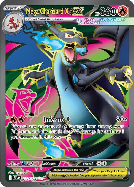 ポケモン-メガリザードンX ex-109/094-ME02:幻の炎PFL -ウルトラレア-フルアート-シングルカード