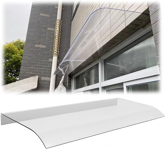 Door Awnings Exterior, Window Awnings for Doors Entrance Patio Porch Sun Rain Snow Shelter Canopy Length 24" 39" 63" 71" 87" 110" Depth 14" 19'' Clear Polycarbonate Cover(16"x20")