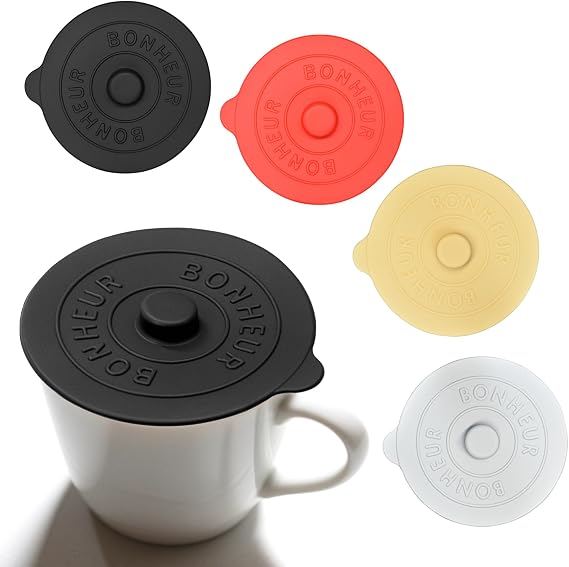 4 Pcs Silicone Lids, Universal Drink Cup Cover, Food Glass Cup Covers, Mug Lid for Home Outdoors Mug Coffee Glass Tea Cup, Mug Cover, Silicone Cup Cover, Re-usable Dust Teacup Lid