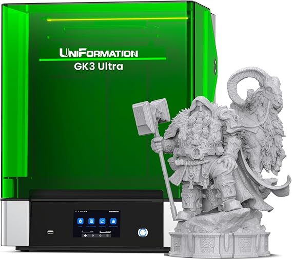 UniFormation GK3 Ultra 13.5-Inch Large Build Volume 16K Resin 3D Printer | Automatic resin heating and feeding for reliable large-format printing with a 11.8 6.3 11.8 inch large build volume.