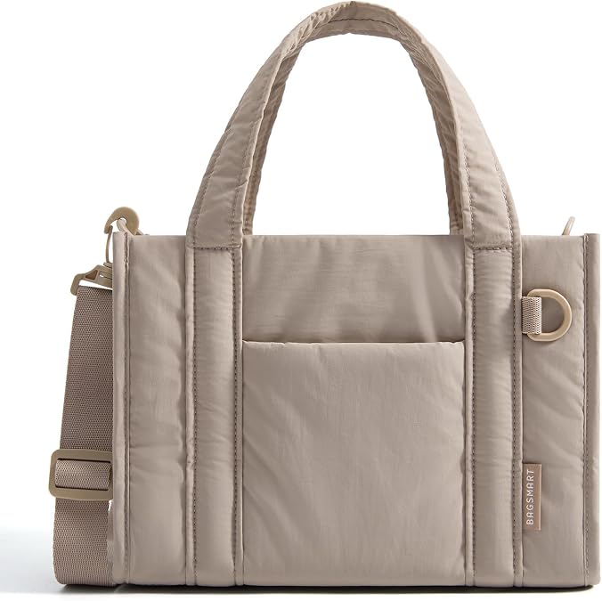 BAGSMART Boxy Tote Bag for Women, Crossbody Work Bag with Zipper
