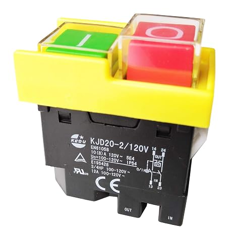 KJD20-2/120V KEDU 4Pins 10(8) A 120V 3/4HP Waterproof Electromagnetic Pushbutton Switches Power On Off Push Button Switch Lathes Accessories