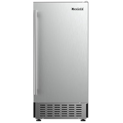 Coolski 130Lbs/ Day Under Counter Ice Maker Machine, Stainless Steel Built-in Freestanding Ice Maker with 30LBS Ice Storage, Perfect for Commercial & Home Use, 15 Inch Wide