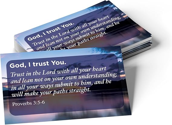 Pass It On Scripture Cards, Faith, Prov 3:5-6 - Pack of 25 Inspirational Christian Cards with Scripture Encouragement, Bible Verse Cards For Devotional, Bible Study, Memorization & Greetings