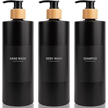 500ml Soap Dispenser Black Liquid Pump Dispenser Refillable Handwash Bottle with Black Labels