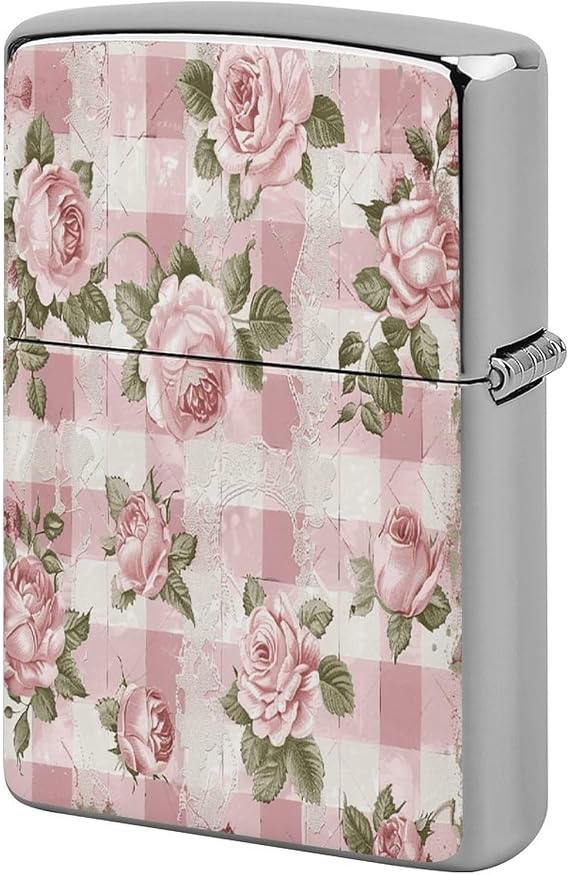 Lighter Case Compatible with Zippo Shell Only,Peach Retro Patternprinted No Insert Metal Lighter Case for Zippo