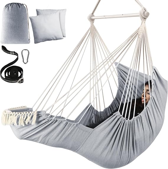 Chihee Hammock Chair Foot Rest 2 Cushions Max 485 lbs Metal Spreader Bar