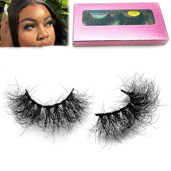Fluffy Mink Lashes Miuhair False Eyelashes Natural Real Mink Lashes Fluffy Long 5D Dramatic Eyelashes for Women Full Lashes Durable Reusable Mink Eyelashes Messy Bomb1 pair