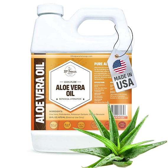 Aloe Vera Oil (16oz) Aloe Infused Carrier Oil for Skin, Face, Hair & Body Lightweight Botanical for Skincare & DIY Formulations | 16 OUNCES