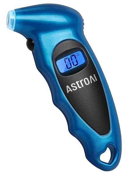 AstroAI Digital Tire Pressure Gauge 150PSI, 1PSI Accuracy for Car Truck | Industrial Tire Gauge Calibrated to ANSI B40.7 with 4 Settings for Motorcycle Bikes, Blue