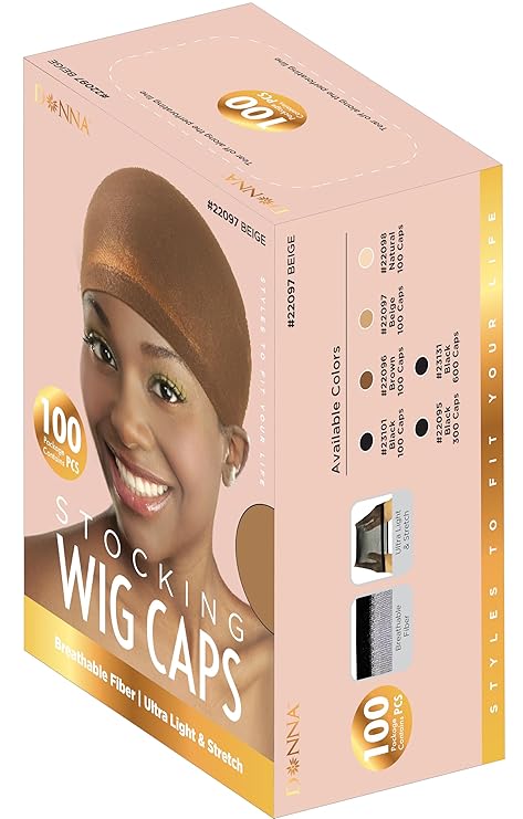 DONNA Stocking Wig Caps 100 Pack Ultra Light, Stretchable & Breathable Nylon Wig Cap for Women & Men Comfortable Fit for Daily Wig Wear (BEIGE)