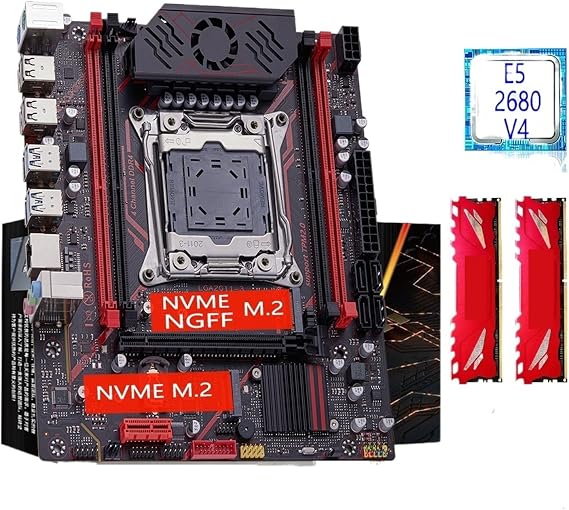 X99 Motherboard kit LGA2011 3 Xeon E5 2680 V4 16GB DDR4 3200Mhz 4 Channels NVME USB3.0 SATA3.0 TPM 2.0 Interface
