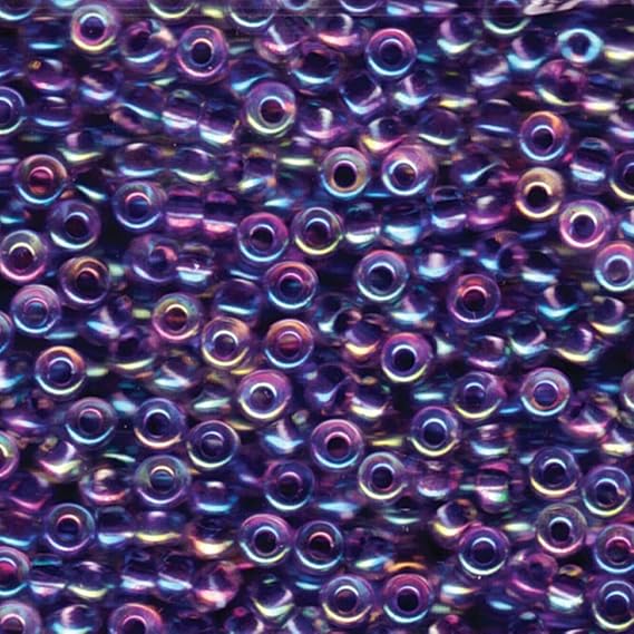 Miyuki Round Seed Beads 6/0, Amethyst Lined Crystal AB, 4mm Glass Beads, 20 Gram Tube (Approx. 240 Pieces), for Bead Weaving, Jewelry Making, DIY Crafts