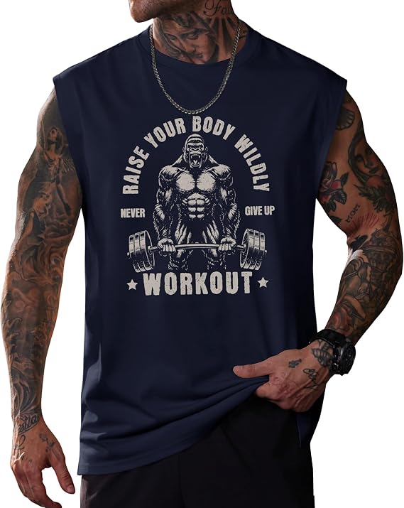 VOGSTART Mens Graphic Muscle Tank Tops Summer Casual Sleeveless Shirts