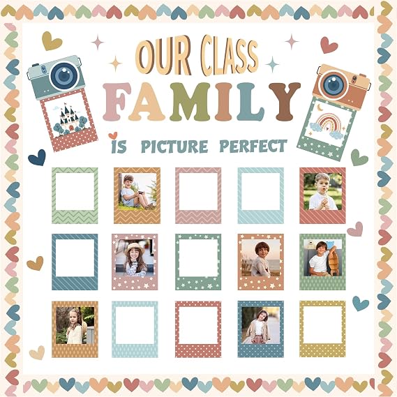 85PCS Our Class is a Family Bulletin Board, Boho Classroom Bulletin Board Decorations Sets, Boho Classroom Decor Welcome Picture Frame Theme Sets for Teachers Chalkboard Wall Door Decoration