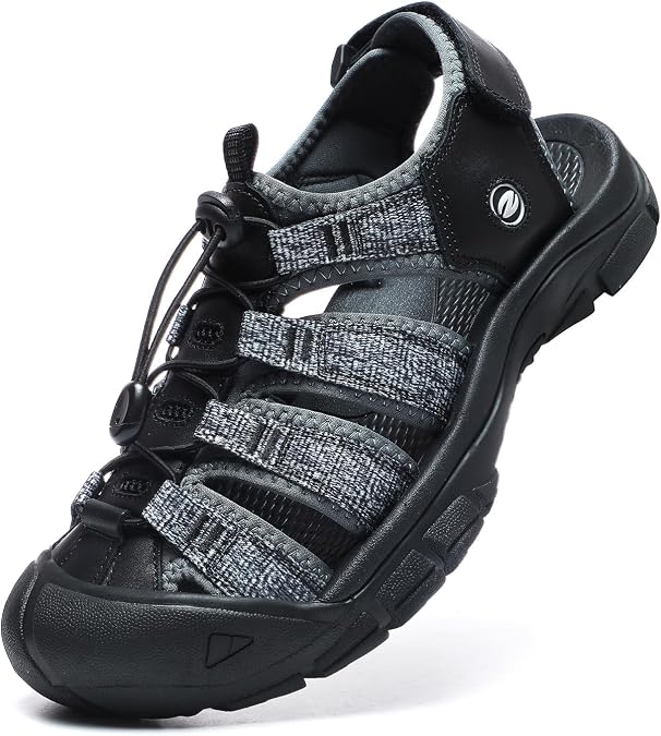 ziitop Mens Hiking Sandals Closed Toe Athletic Sport Sandals Leather Athletic Lightweight Trail Walking Casual Water Shoes