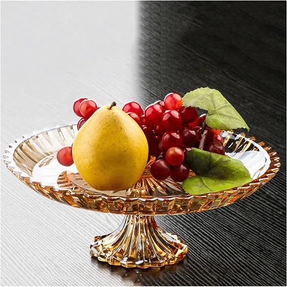 Fruit Plate Fruit Basket Veggie Tray European-Style Crystal Glass Fruit Plate Snack Plate Creative Disc Home Living Room Fruit Plate Tall Candy Plate Dried Fruit Plate Fruits Plate Fruit Bowl