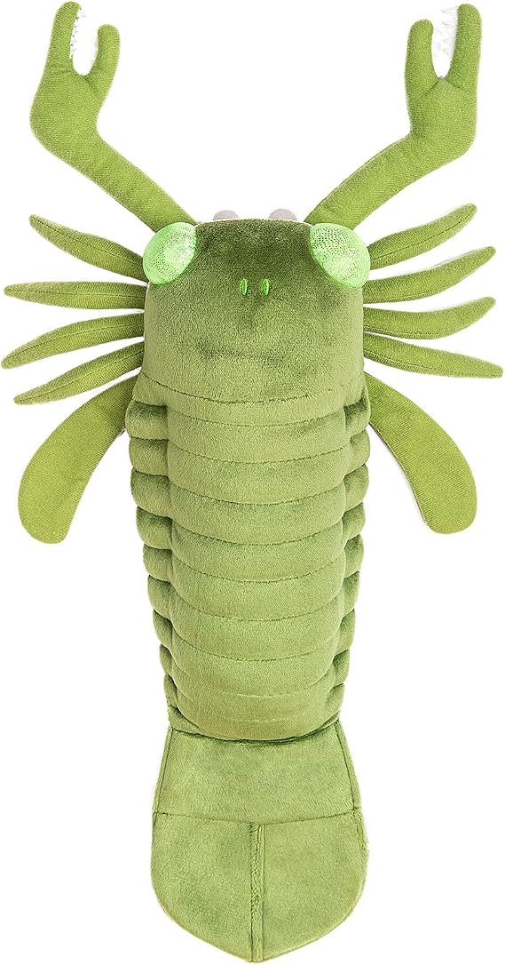 FRANKIEZHOU Simulation Pterygota Plush-Green 16.5" Cambrian Ancient Sea Creature Shrimp Stuffed Animal,Soft Shrimp Plush Toy, Stuffed Toy,Cuddly Toys,Gifts for Kids