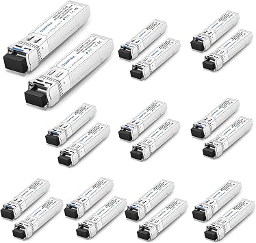 QSFPTEK 10G SFP+ Bidi Transceivers LC Single-Mode Module for Cisco SFP-10G-BXD-I 1330nm-TX/1270nm-RX / SFP-10G-BXU-I 1270nm-TX/1330nm-RX,10KM, DDM Ubiquiti UniFi, Mikrotik, Netgear - 10 Pair