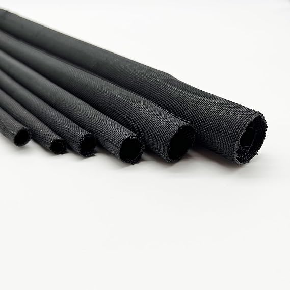 Braided Split Wire Loom Black Wire Cover Protective Harness Tubing Cable Management Self Wrap Cord Sleeve Mesh Woven 1"-9ft