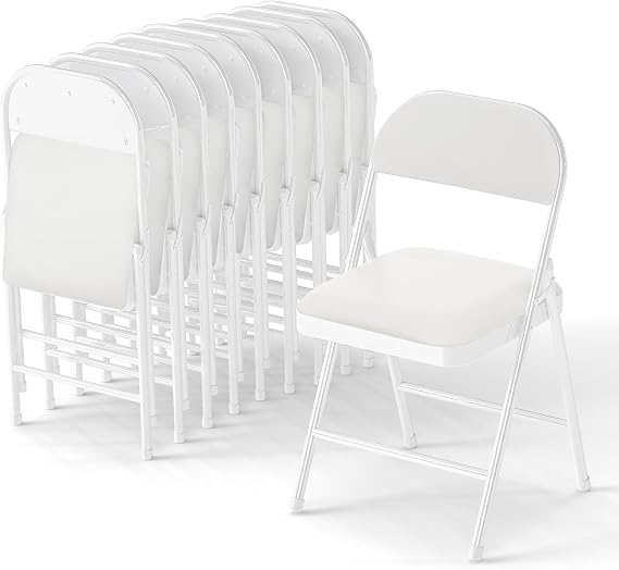 30 Pack Leather Padded Folding Chair, Metal Frame with Pu Leather Seat & Back, 650 LB Capacity Pu Leather Folding Chair with Comfortable Cushion for Events Home Office White