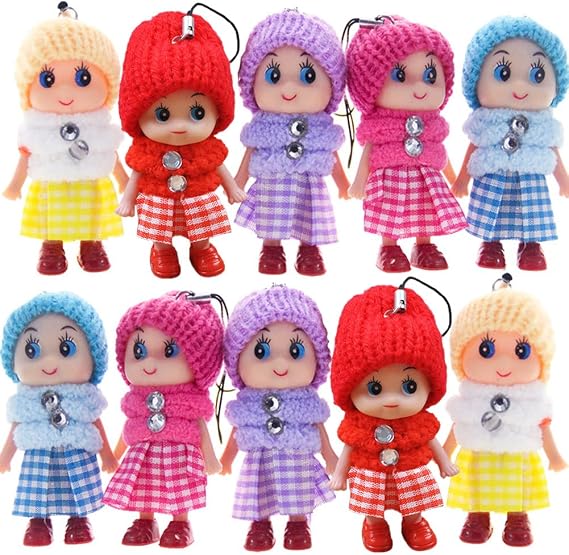 DDJYP 12pcs Tiny Dolls Silicone Princess Mini Doll for Girls DIY Miniature Dollhouse Kit with Miniature Clothes, Decoration Little Dolls Christmas Festival Reborn Baby Stuff Gift & Bag Accessories