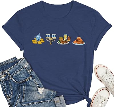 Happy Hanukkah Shirt for Women Hanukkah Gift for Women T-Shirt Jewish Hanukkah Tops