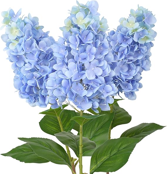 3Pcs Hydrangeas Artificial Flowers,Faux Hydrangea Flowers,73cm Long Stems Silk Hydrangeas for Decoration,Table Centerpieces,Home,Farmhouse,Office,Hotel Decoration(Blue)