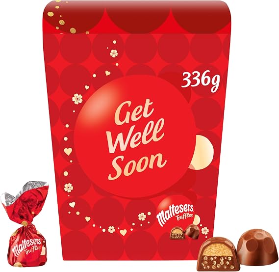 Maltesers Chocolate Truffles Gift Box, Get Well Soon, Milk Chocolate & Honeycomb 336g, Ideal for Snacks and Sharing