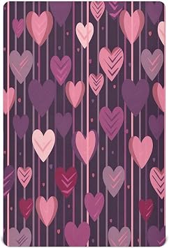 Kigai Valentine's Day Heart Crib Sheet for Boys and Girls Jersey Knit Fitted Crib Sheet Cozy Soft Breathable Baby Crib Sheet Standard Baby Sheet and Toddler Bed Sheet, 28 x 52 in