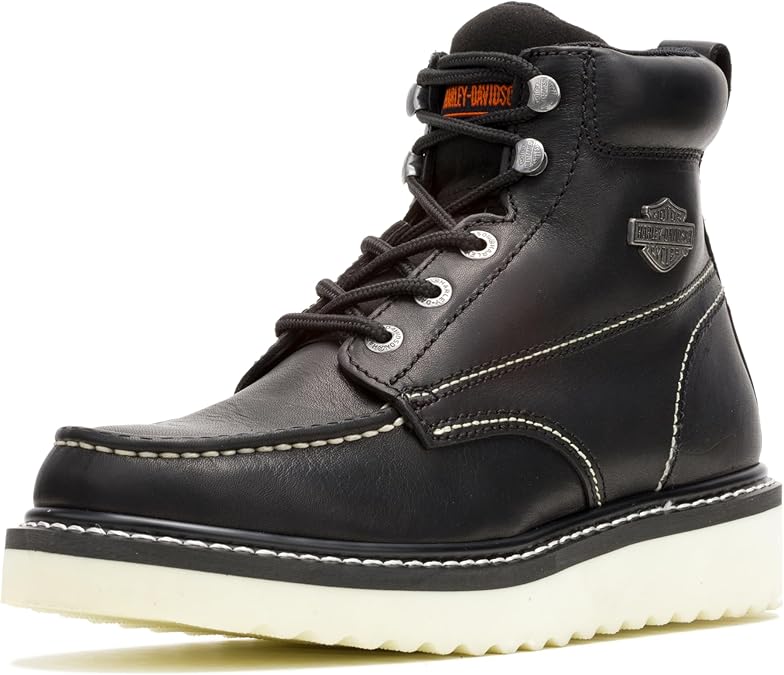Harley-Davidson Men's Beau Leather Motorcycle Casual Wedge Boot, Black, 12