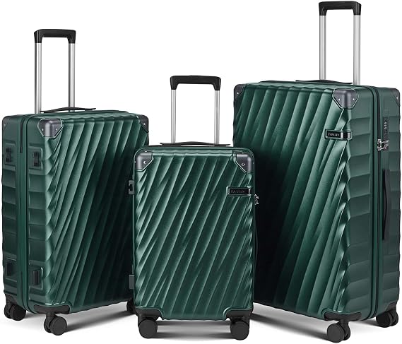 Luggage Sets 3 piece with Spinner Wheels, PC Hard Shell Travel Luggage, Carry On Suitcase with TSA Lock, YKK Zippers,Charcoal Metallic, Lightweight Rolling Suitcases for Business