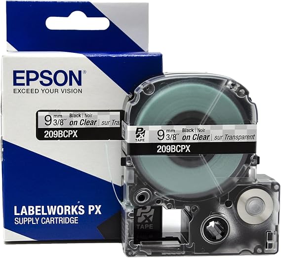 LABELWORKS 209BCPX PET (Polyester) Tape Cartridge - Black on Clear Label Maker Tape - 3/8" (9MM) Wide, 30'